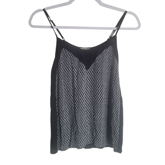 Naf Naf Paris Printed Cami Tank Top Women's US Sz 2 Black White Viscose Designer - Picture 1 of 10
